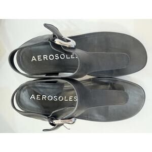 Women’s Aerosoles Sandals Thong Leather Buckle Block Heel 9.5M Excellent